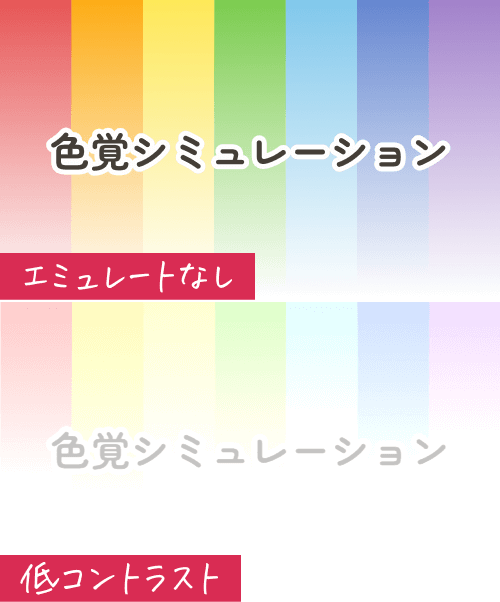 エミュレート「なし」と「低コントラスト」の比較画像